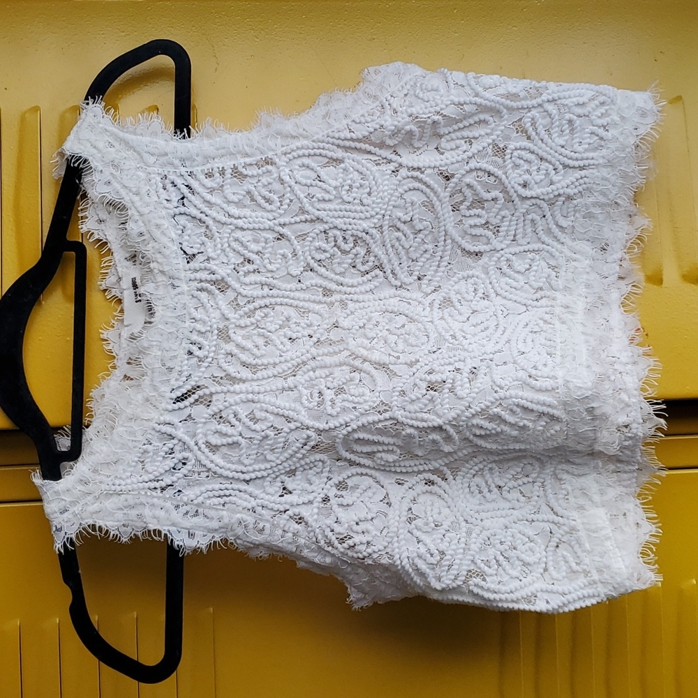 Sans Souci sheer lace tank crop top